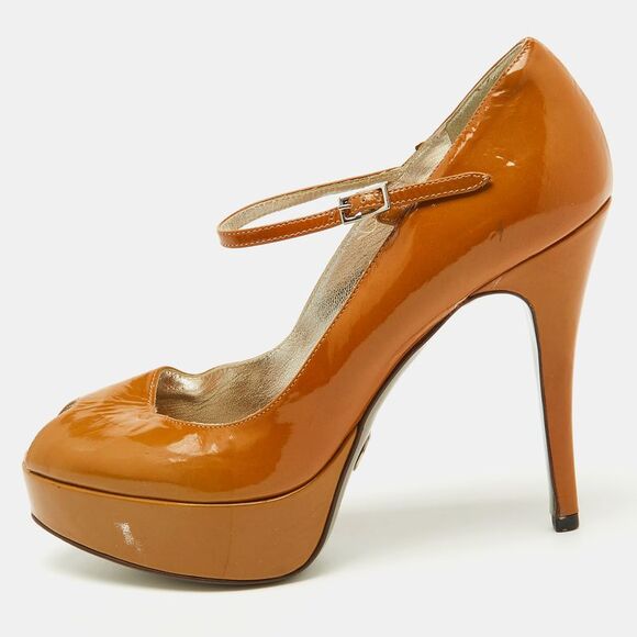 Dolce & Gabbana Brown Patent Leather Platform Peep Toe Mary Jane Pumps Size 37,New Products : American Fashion Style Bags On Sale